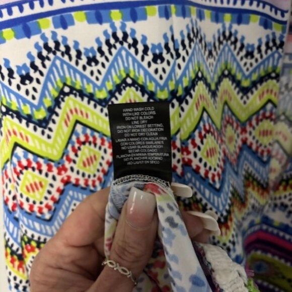 Madison Leigh 16 Sleeveless Shift Dress Zig Zag Chevron Bright Tassel Whimsygoth - Picture 8 of 8